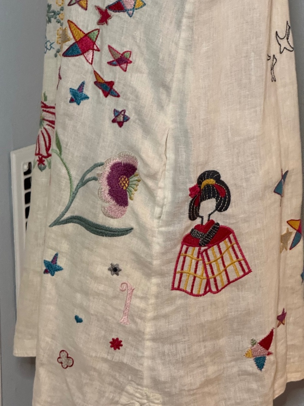 Johnny Was Mishti Tunic Dress Small White Ramie Embroidered Boho - Picture 6 of 8